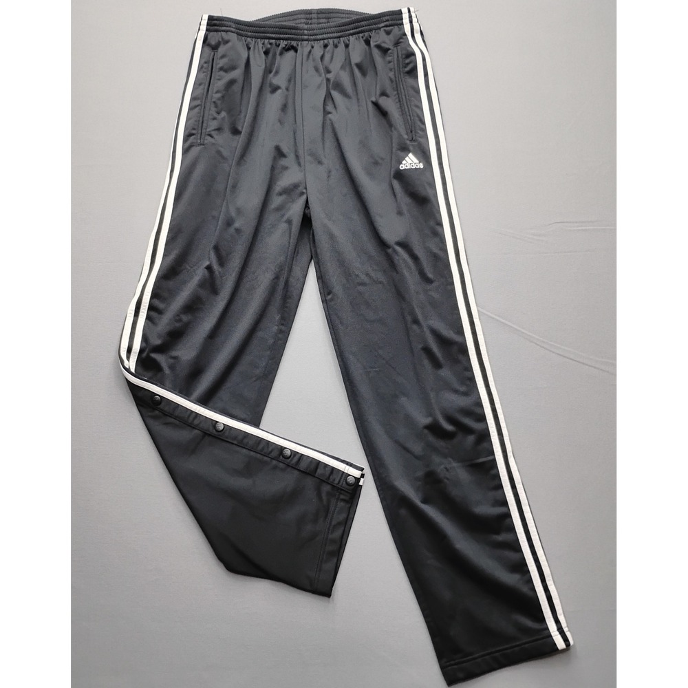 Vintage Adidas 3 Stripe Snap Track Pants Mens XL Black Y2K 2001 32x32